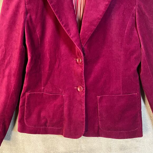 Vintage Y2k Velvet Blazer Jacket Size 6 Two Button Preppy Academia‎ Office Siren - Picture 5 of 13